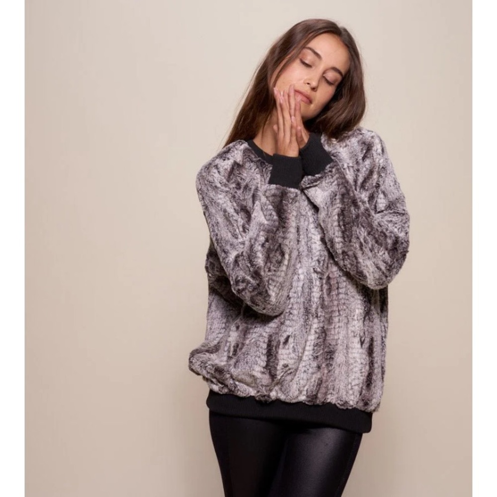 SPIRIT HOODS Black Gray Silver  GREY HAWK Sweater  SZ XS Women